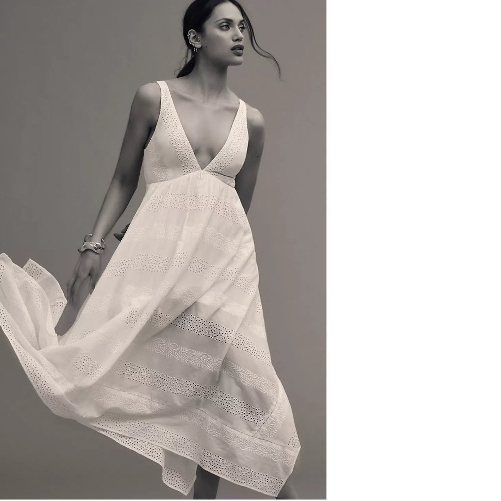 ANTHROPOLOGIE The Leia Eyelet Handkerchief-Hem Dress
